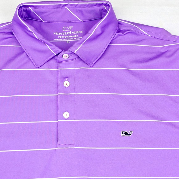 Vineyard Vines Performance Polo Shirt Men's XL Purple Striped Short Sleeve Golf - Picture 2 of 7